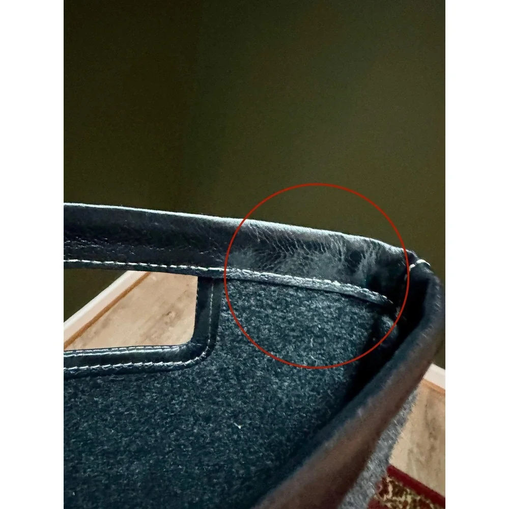 Banana Republic Gray Wool Blend Leather Trim‎ Handle Clutch